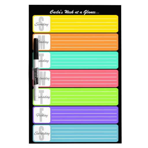 Personalized Weekly Reminder Dry Erase Whiteboard Zazzle