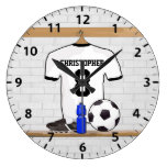 Personalized white and black football soccer Jerse Clock