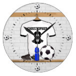 Personalized white and black football soccer Jerse Clock