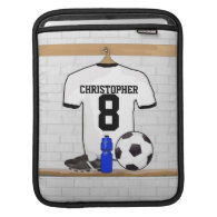 Personalized White Black Football Soccer Jersey Sleeve For iPads