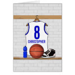 Personalized white Blue Basketball Jersey Cards