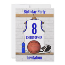 Personalized white Blue Basketball Jersey Custom Announcement
