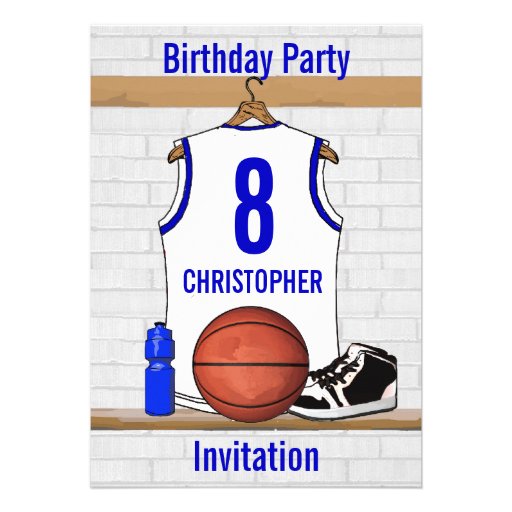 Personalized white Blue Basketball Jersey Custom Announcement