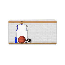 Personalized white Blue Basketball Jersey Personalized Address Label