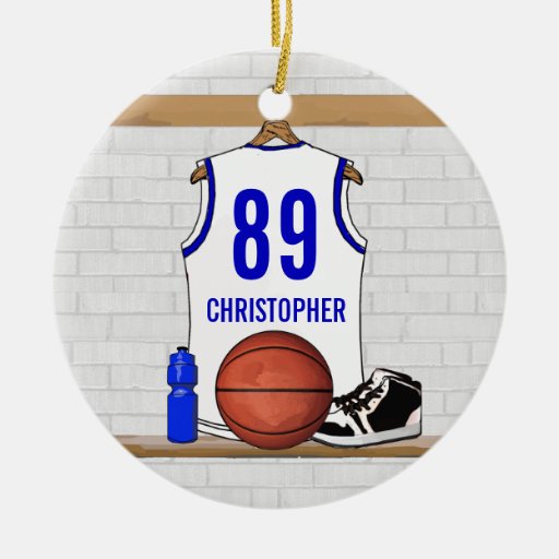 personalized white blue basketball jersey christmas tree personalized white blue basketball jersey christmas tree