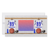 Personalized white Blue Basketball Jersey Picture Card