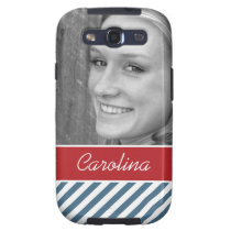 Personalized White Blue Striped Pattern Photo casemate cases