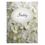 Personalized White Hydrangea Spiral Notebook
