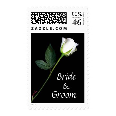 Personalized White Rose wedding stamps