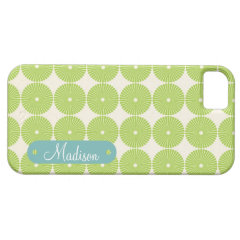Personalized with Name Spring Green Circles iPhone 5 Case