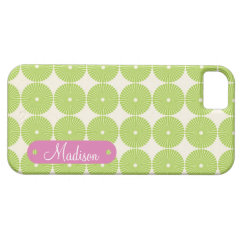 Personalized with Name Spring Green Circles iPhone 5 Covers
