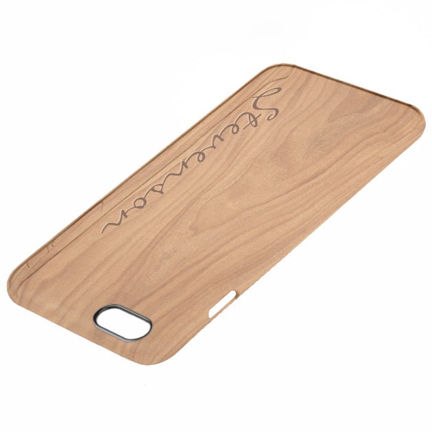 Personalized Wood Look - Walnut Wood Grain Pattern Uncommon Clearlyâ„¢ Deflector iPhone 6 Plus Case-3