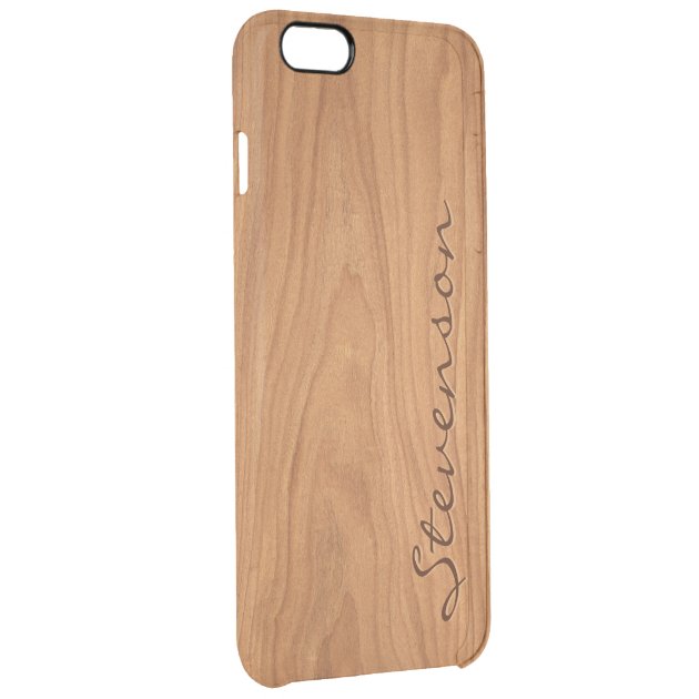 Personalized Wood Look - Walnut Wood Grain Pattern Uncommon Clearlyâ„¢ Deflector iPhone 6 Plus Case-2