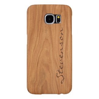 Personalized Wood Look - Walnut Wood Grain Texture Samsung Galaxy S6 Cases