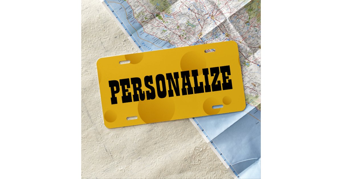 Personalized yellow cheese novelty license plate Zazzle