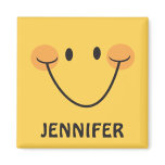 Personalized yellow happy smile fridge magnet