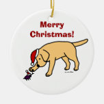 Personalized Yellow Lab Christmas Santa Hat Christmas Ornaments