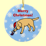 Personalized Yellow Lab Christmas Santa Hat ornaments