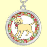 Personalized Yellow Lab Puppy Cartoon Christmas necklaces