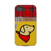 Personalized Yellow Lab Puppy Flowers Cartoon Iphone 4 Tough Case