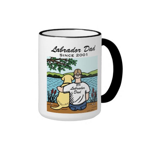 Personalized Yellow Labrador and Dad Ringer Coffee Mug