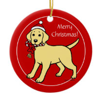 Personalized Yellow Labrador Christmas Santa Hat Christmas Tree Ornaments