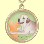 Personalized Yellow Labrador on the Green Couch necklaces