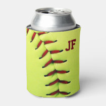 softball, customizable, sports, cool, baseball, funny, personalize, yellow, ball, can cooler, monogram, fastpitch, photography, american, sport, fun, team, coach, red, stitches, can, cooler, [[missing key: type_visualpromotions_canbottlecoole]] med brugerdefineret grafisk design