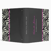 Personalized: Zebra Pink Trimmed Binder binders