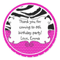 Personalized Zebra Stripes and Pink Polka Dots Stickers