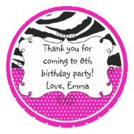 Personalized Zebra Stripes and Pink Polka Dots sticker