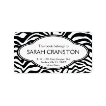 Personalized Zebra Stripes Pattern Bookplate Custom Address Labels