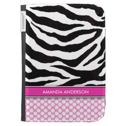 PersonalizedZebra & Pink Polka Dots Kindle Case