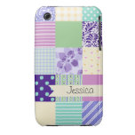 Personized Pastel Girly pattern squares iPhone 3 Cases