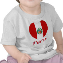 Peru Flag Heart T Shirts
