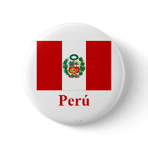 Peru Flag with Name in Spanish buttons by Vexillophile Peru Flag with Name in Spanish buttons
