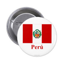 Peru Flag with Name in Spanish Pinback Buttons