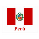 Peru Flag with Name in Spanish postcards