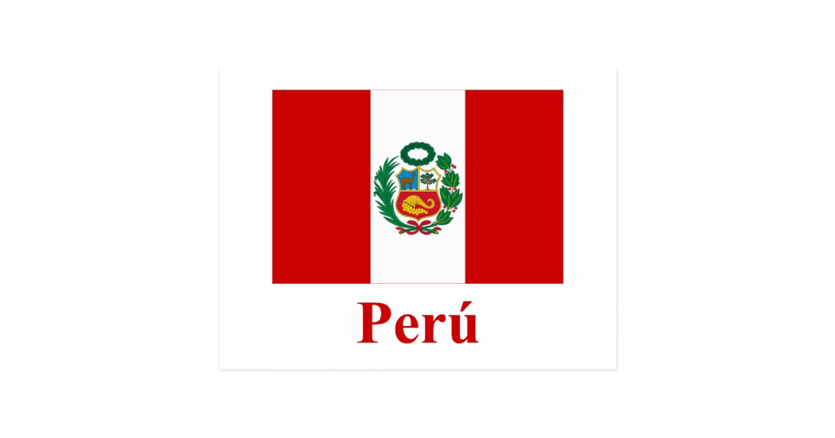 Peru Flag with Name in Spanish Postcard | Zazzle
