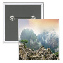 Peru, Machu Picchu, the ancient lost city of Pinback Button