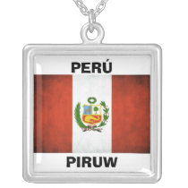 Peru National Flag Personalized Necklace