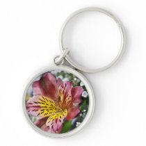Peruvian Lily and gypsophila flower keychain