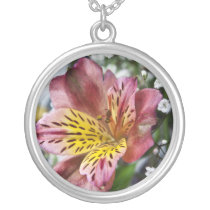 Peruvian Lily and gypsophila flower necklace necklaces