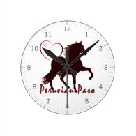 Peruvian Paso Horse Hearts Round Clock