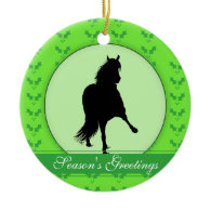 Peruvian Paso Horse Holly Season's Greetings Ornament