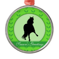 Peruvian Paso Horse Holly Season's Greetings Christmas Ornament