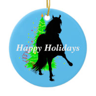 Peruvian Paso Horse Silhouette Happy Holidays Ornaments
