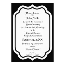 Pervade Ivory VI (Black) Wedding Invitation