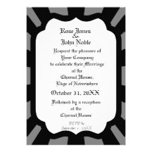 Pervade Ivory VII (Black) Wedding Invitation