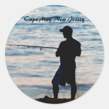 Pesca de resaca en Cape May en el pegatina de la o